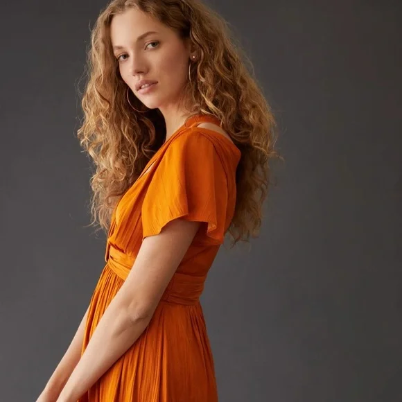 By Anthropologie deep v-neck vibrant mini dress - Picture 2 of 9